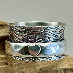 Sterling Silver Heart Spinner Ring